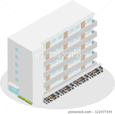 等距公寓大樓雙層自行車架影像 等距公寓大樓雙層自行車架影像 122477345
