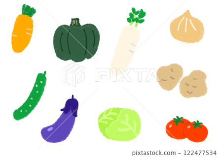 Hand drawn illustration set of various vegetables 122477534