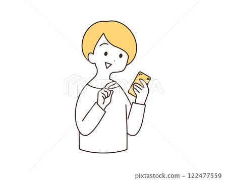 Woman operating a smartphone Woman operating a smartphone 122477559