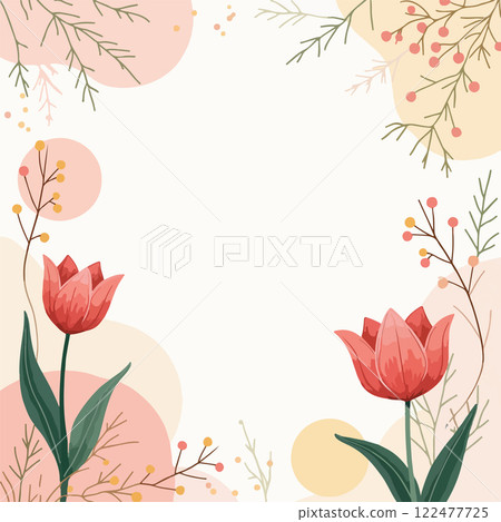 Spring watercolor vector illustration of tulips. Design for wallpaper, posters, banners, cards, print, web and packaging. Spring watercolor vector illustration of tulips. Design for wallpaper, posters, banners, cards, print, web and packaging. 122477725