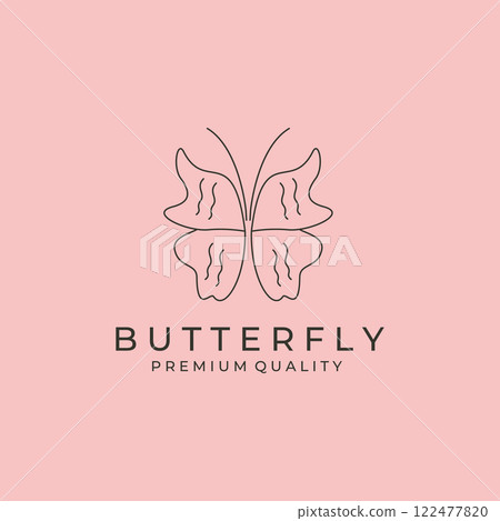 line art butterfly icon logo vector symbol illustration design, abstract insect logo design 122477820