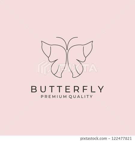 abstract butterfly line logo vector symbol illustration design, line art style 122477821