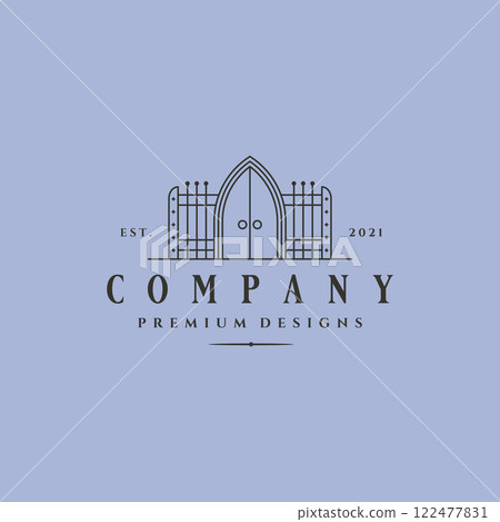 minimalist gate line logo vector symbol illustration design, line art style 122477831