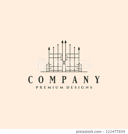 gate logo icon vector minimal illustration design, line art logo design 122477834