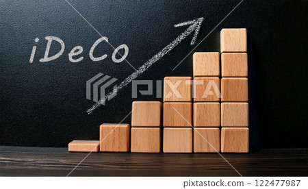 Graph and arrows representing ideco's success 122477987