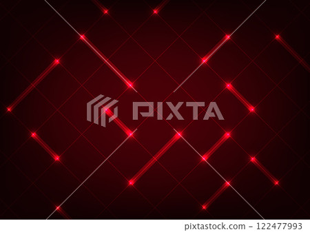 Square dark red tech light line pattern background  122477993