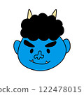 Illustration of a laughing blue demon 122478015