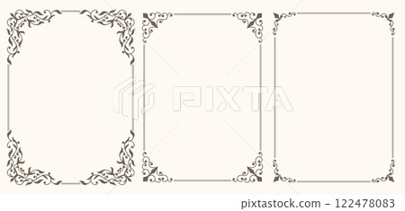 Set of decorative floral frames with curls 122478083