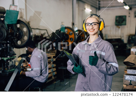 portrait professional worker working in heavy metal industry factory happy smiling enjoy working portrait professional worker working in heavy metal industry factory happy smiling enjoy working 122478174