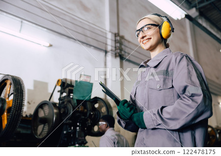 portrait professional worker working in heavy metal industry factory happy smiling enjoy working portrait professional worker working in heavy metal industry factory happy smiling enjoy working 122478175