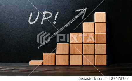 Graphs and arrows representing rise and success 122478254
