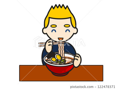 Foreign man eating ramen 122478371