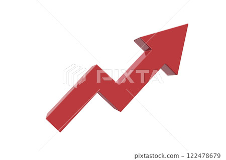 Red 3D Rising Arrow Icon on White Red 3D Rising Arrow Icon on White 122478679