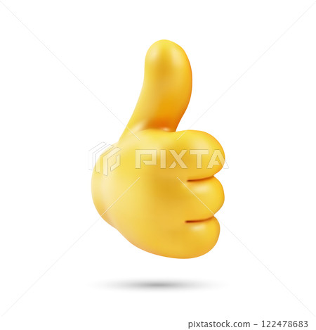 Yellow Thumbs Up Emoji on White Background 122478683