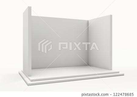 Minimalist Exhibition Stage with Raised Platform 122478685
