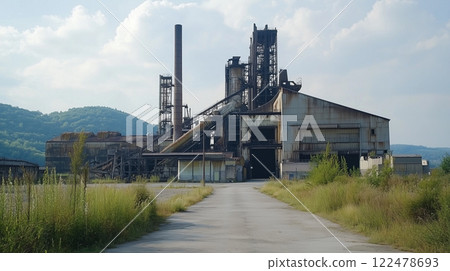 人工智慧生成的日本郊區一座舊鋼廠的逼真圖像 人工智慧生成的日本郊區一座舊鋼廠的逼真圖像 122478693