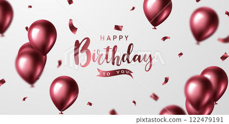 Celebrate your birthday background with beautiful balloon vector illustration. 122479191