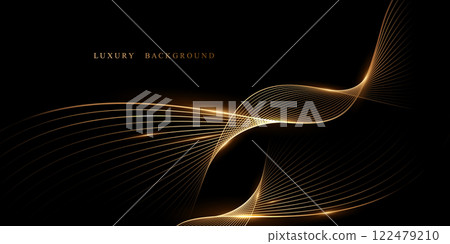 Abstract modern design black background with luxury golden elements vector illustration. 122479210