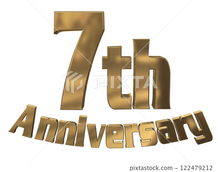 3DCG letters "7th Anniversary/7th Anniversary Mark Sparkling" Gold, Gold 3DCG letters "7th Anniversary/7th Anniversary Mark Sparkling" Gold, Gold 122479212