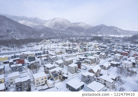 降雪中的居住區(鳥瞰圖) 降雪中的居住區(鳥瞰圖) 122479410