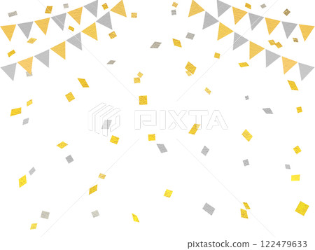 金銀五彩紙屑和花環插圖素材金銀 金銀五彩紙屑和花環插圖素材金銀 122479633