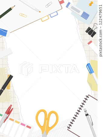 Background frame of torn graph paper and stationery, portrait orientation Background frame of torn graph paper and stationery, portrait orientation 122479651