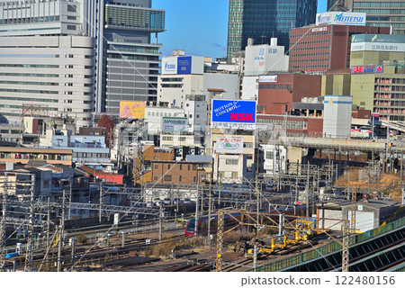 [Aichi Prefecture] Nagoya cityscape: Skyscrapers and JR Central Nagoya Depot as seen from Mukaibashi in Nakamura Ward 122480156