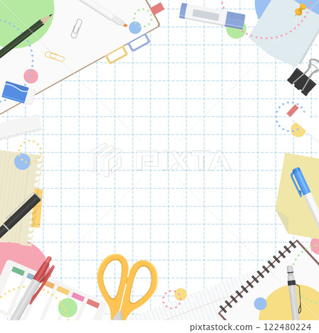 文具框背景，流行設計，網格背景，方形尺寸 122480224