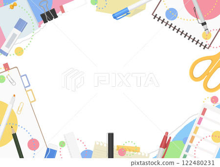 撕紙和文具框背景，流行設計 122480231