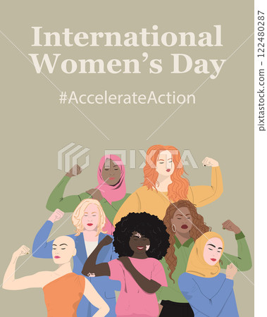 International womens day 2025 vertical banner.  122480287