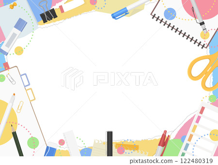 Torn paper and stationery frame background, pop design 122480319