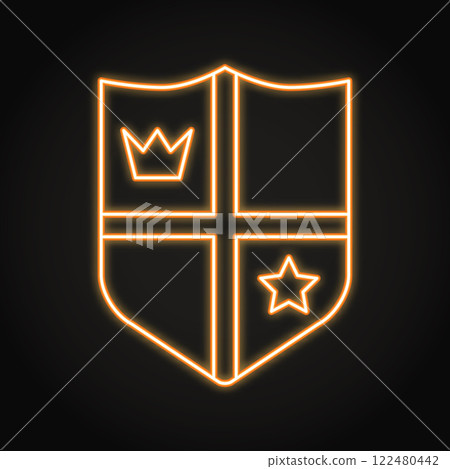Heraldic shield emblem neon icon 122480442