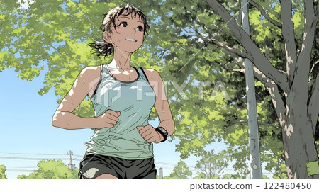 Young woman jogging Young woman jogging 122480450