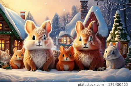 冬季小鎮的可愛動物 3 冬季小鎮的可愛動物 3 122480463