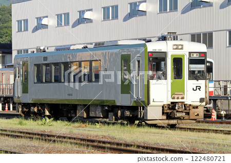 Yamada Line local train waiting to depart at Miyako Station JR Miyako Station Miyako Miyako Rias Port Rias Line Yamada Line 122480721