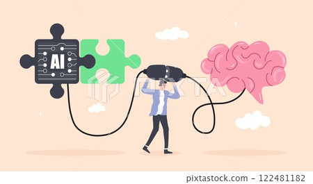 representing AI machine learning and neural network technology, depicting the collaboration between humans and artificial intelligence. representing AI machine learning and neural network technology, depicting the collaboration between humans and artificial intelligence. 122481182
