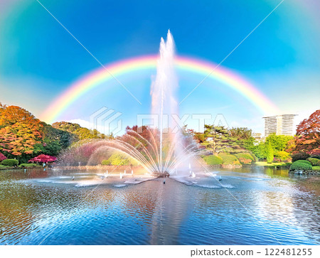 有噴泉的公園,可以看到彩虹 有噴泉的公園,可以看到彩虹 122481255