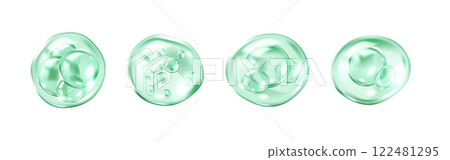 Collagen molecules within green bubbles realistic icons set 122481295