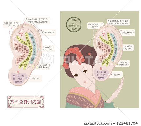 耳穴穴位圖復古圖解 耳穴穴位圖復古圖解 122481704