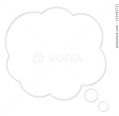 A fluffy, vertically long cloud-shaped white speech bubble wireframe 122481721