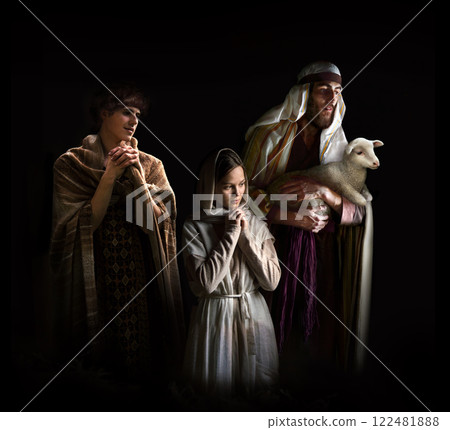 Shepherds came to worship the newborn Jesus Shepherds came to worship the newborn Jesus 122481888