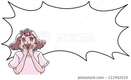 帶有漫畫風格對話泡泡的女孩插圖 122482010