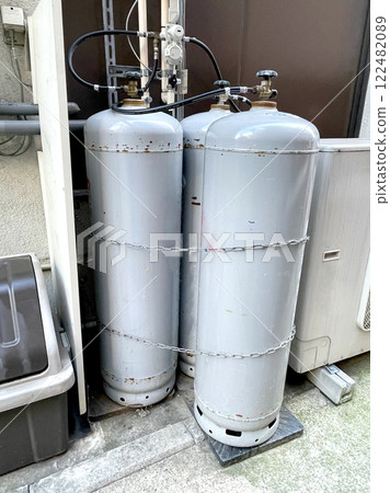 Image of an outdoor propane gas tank Image of an outdoor propane gas tank 122482089