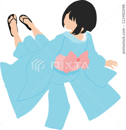 穿著浴衣（和服）的女人的插圖 122482096