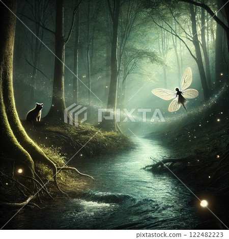 Mysterious forest with fairies 122482223