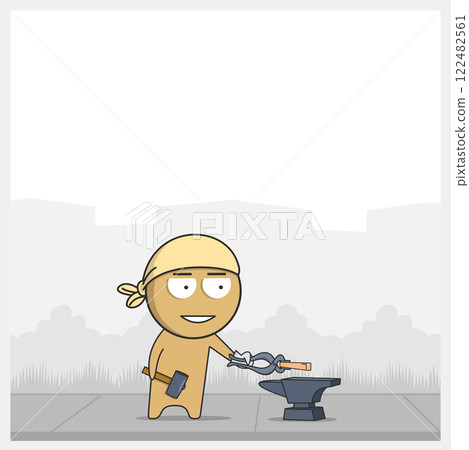 Blacksmith with a hammer at an anvil 122482561