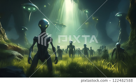 大量外星人形像素材 122482588