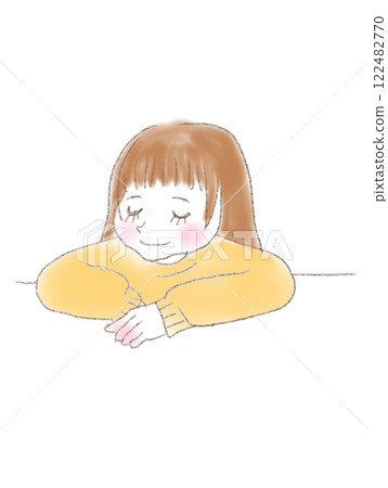 雙手放在桌上的女孩 雙手放在桌上的女孩 122482770