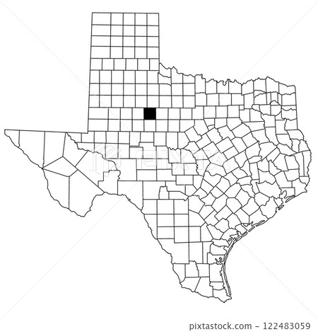 Map of fisher County in Texas state on white background. single County map highlighted by black colour on Texas map. UNITED STATES, US Map of fisher County in Texas state on white background. single County map highlighted by black colour on Texas map. UNITED STATES, US 122483059