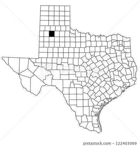 Map of hale County in Texas state on white background. single County map highlighted by black colour on Texas map. UNITED STATES, US 122483069